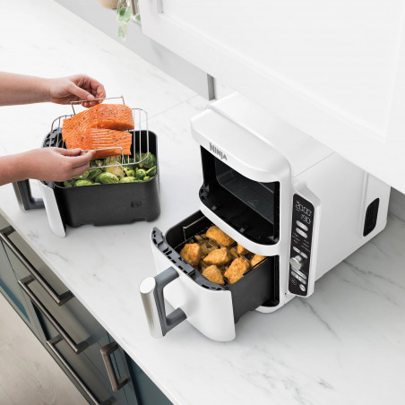 Ninja SL400EUWH, 2470W, 9,5 l, 2 καλάθια, 6 προγράμματα, λειτουργίες Max Crisp, Sync and Match, Λευκό