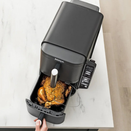 Ninja SL451EU Διπλή φριτέζα ζεστού αέρα, 2470W, 9,5L, ψηφιακό θερμόμετρο, 2 καλάθια, 6 προγράμματα, Max Crisp, Sync & Match, γκρι