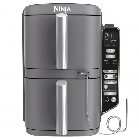Ninja SL451EU Διπλή φριτέζα ζεστού αέρα, 2470W, 9,5L, ψηφιακό θερμόμετρο, 2 καλάθια, 6 προγράμματα, Max Crisp, Sync & Match, γκρι
