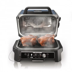 Ηλεκτρική ψησταριά Ninja OG901EU, SMART, 1700W, 7 προγράμματα, 45x29 cm, 260C, Κεραμική Πλόκα, Τεχνολογία Woodfire, IPX4, Cheren/blue