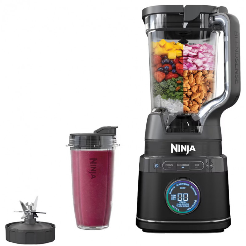 Μπλέντερ Ninja Detect Power Pro & Single Serve TB301EU, 1200W, 2,1L, 10 ταχύτητες + παλμοί, BlendSense, Torque Detect, Χρονοδιακόπτης, Αναγνώριση συστατικών, Μαύρο