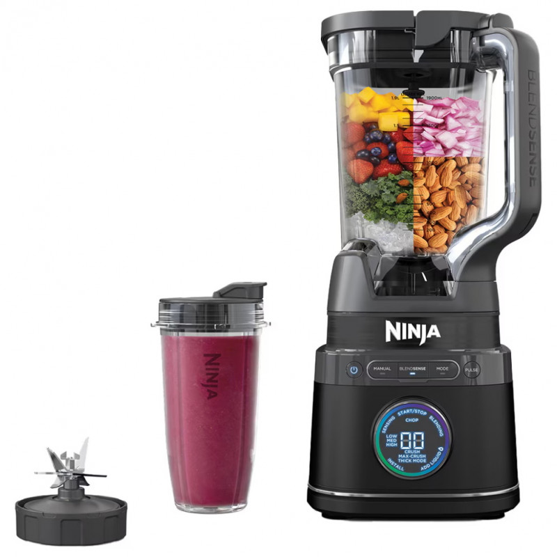 Μπλέντερ 3 σε 1 Ninja TB401EU, 1200W, 2,1 λίτρα, 10 ταχύτητες + λειτουργίες, Χρονοδιακόπτης, LED, τεχνολογία BlendSense, χωρίς BPA, Μαύρο