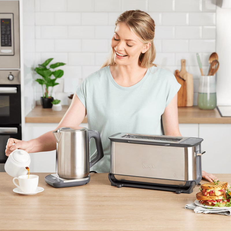 Τοστιέρα Ninja 3 σε 1 ST202EU, 2400W, 7 προγράμματα, έλεγχος θερμοκρασίας, ψησταριά, απόψυξη, αναθέρμανση, οριζόντια λειτουργία, ασημί