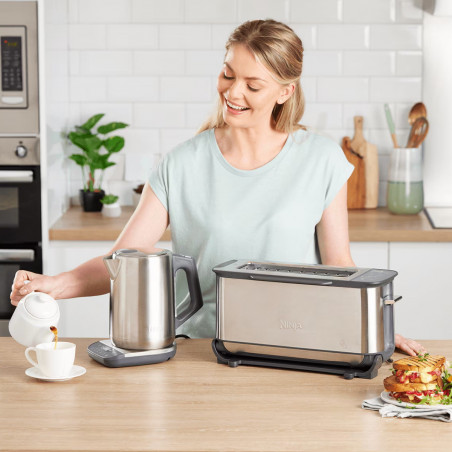Τοστιέρα Ninja 3 σε 1 ST202EU, 2400W, 7 προγράμματα, έλεγχος θερμοκρασίας, ψησταριά, απόψυξη, αναθέρμανση, οριζόντια λειτουργία, ασημί