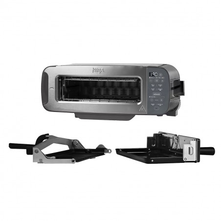 Τοστιέρα Ninja 3 σε 1 ST202EU, 2400W, 7 προγράμματα, έλεγχος θερμοκρασίας, ψησταριά, απόψυξη, αναθέρμανση, οριζόντια λειτουργία, ασημί