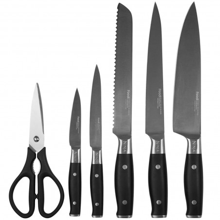 Σετ μαχαιριών κουζίνας με ακονιστήρι Ninja K32014EUUK, 6 τεμαχίων, StaySharp, Εργονομικός σχεδιασμός, Ασημί/μαύρο