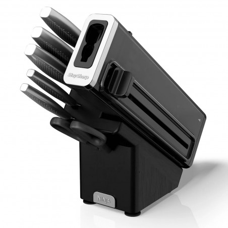 Σετ μαχαιριών κουζίνας με ακονιστήρι Ninja K62014EUUK, 14 τεμαχίων, StaySharp, Εργονομικός σχεδιασμός, Ασημί/μαύρο