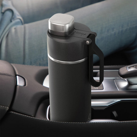 Thermos Ninja DW2401EUUKBK, 700 ml, Κατάλληλο για ανθρακούχα ποτά, Τριπλή μόνωση, Χωρίς BPA, Ζεστό έως 8 ώρες, Κρύο έως 24 ώρες, Μαύρο