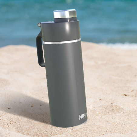 Thermos Ninja DW2401EUUKGY, 700 ml, Κατάλληλο για ανθρακούχα ποτά, Τριπλή μόνωση, Χωρίς BPA, Ζεστό έως 8 ώρες, Κρύο έως 24 ώρες, Γκρι