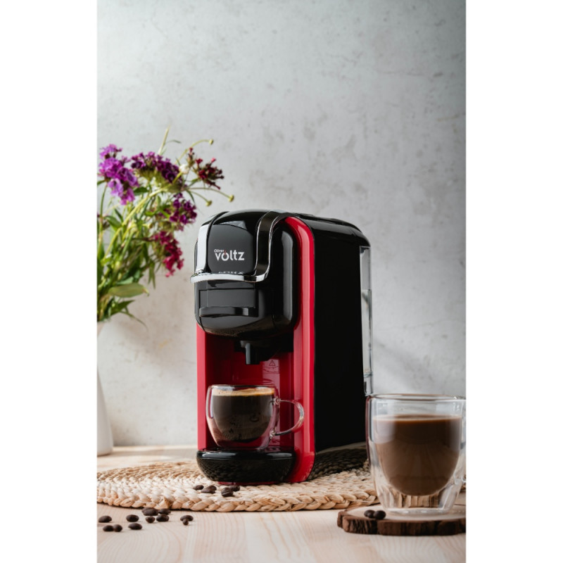 Μηχανή Espresso 8 σε 1 Oliver Voltz OV51171B5, 1450W, 19 bar, Μαύρο / κόκκινο