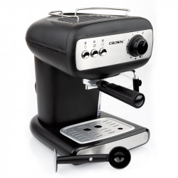 Μηχανή εσπρέσο Crown CEM-1525, 850W, 15 bar, 1.2 l, Θέρμανση φλιτζανιών, Ατμός, Κινητό δοχείο, Δίσκος κρέμας, Μαύρο