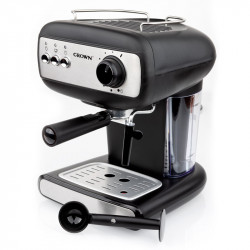 Μηχανή εσπρέσο Crown CEM-1525, 850W, 15 bar, 1.2 l, Θέρμανση φλιτζανιών, Ατμός, Κινητό δοχείο, Δίσκος κρέμας, Μαύρο