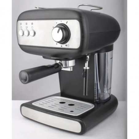 Μηχανή εσπρέσο Crown CEM-1525, 850W, 15 bar, 1.2 l, Θέρμανση φλιτζανιών, Ατμός, Κινητό δοχείο, Δίσκος κρέμας, Μαύρο