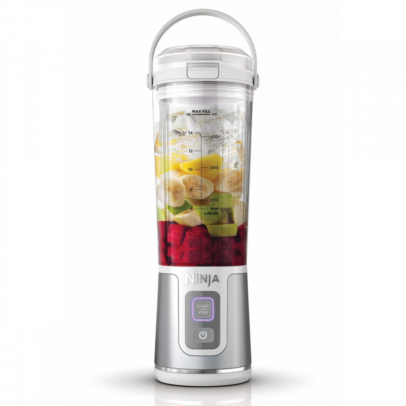Φορητό μπλέντερ Ninja Blast BC151EUWH, 7,4W, 530 ml, ατσάλινη λεπίδα με 6 λεπίδες, θρυμματισμός πάγου, έως 10 κύκλοι, χωρίς BPA, USB-C, λευκό