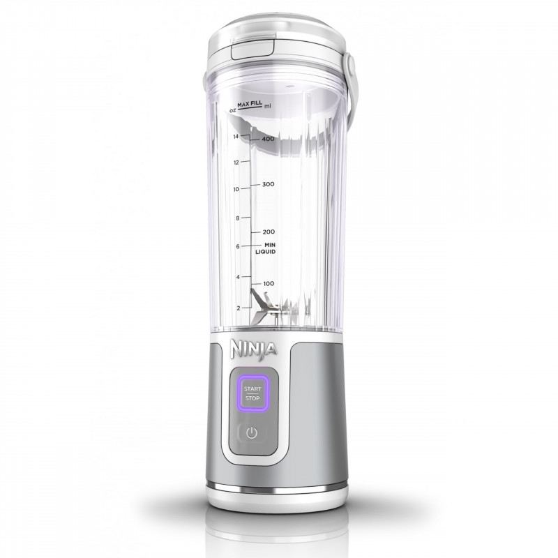 Φορητό μπλέντερ Ninja Blast BC151EUWH, 7,4W, 530 ml, ατσάλινη λεπίδα με 6 λεπίδες, θρυμματισμός πάγου, έως 10 κύκλοι, χωρίς BPA, USB-C, λευκό