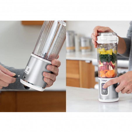 Φορητό μπλέντερ Ninja Blast BC151EUWH, 7,4W, 530 ml, ατσάλινη λεπίδα με 6 λεπίδες, θρυμματισμός πάγου, έως 10 κύκλοι, χωρίς BPA, USB-C, λευκό