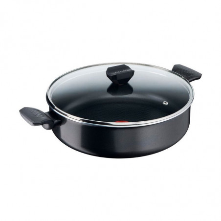 Tefal B5677253 SHAL28LID B LENA SIMPLY CLEAN B, 28 cm, Αντικολλητική επίστρωση τιτανίου, Ένδειξη θερμοκρασίας με θερμοσήμα, Μαύρο