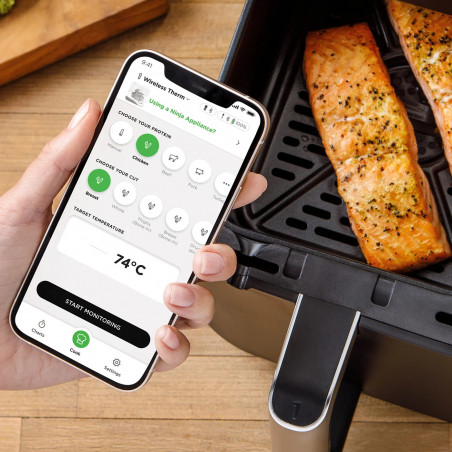 Θερμόμετρο κουζίνας Ninja ProChef WP100EU, Bluetooth, εφαρμογή για κινητά, αισθητήρας θερμοκρασίας εσωτερικού χώρου και περιβάλλοντος, έως 370C, μαύρο/ασημί