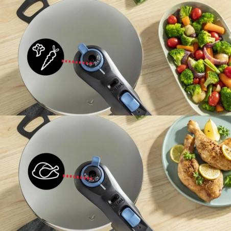 Φούρνος ταχύτητας Tefal P2584301, 4/6 l, 2 λειτουργίες για λαχανικά και κρέας, σύστημα ασφαλείας 5 σημείων, πυθμένας τριπλής στρώσης, επαγωγή, χρώμιο