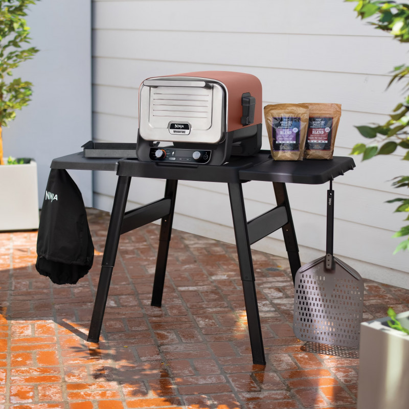 Τραπέζι ψησίματος Ninja Woodfire 4718J800EUUK, 107x86x66 cm, Ρυθμιζόμενο, Πλαϊνή βάση, Μαύρο
