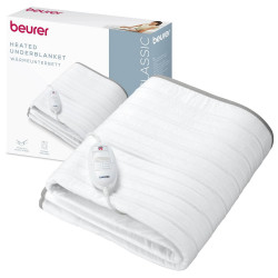 Ηλεκτρικό θερμαινόμενο στρώμα Beurer TS 17, 100W, 3 επίπεδα θερμοκρασίας, 150x80cm, Τηλεχειριστήριο, Αναπνεύσιμο, Λευκό