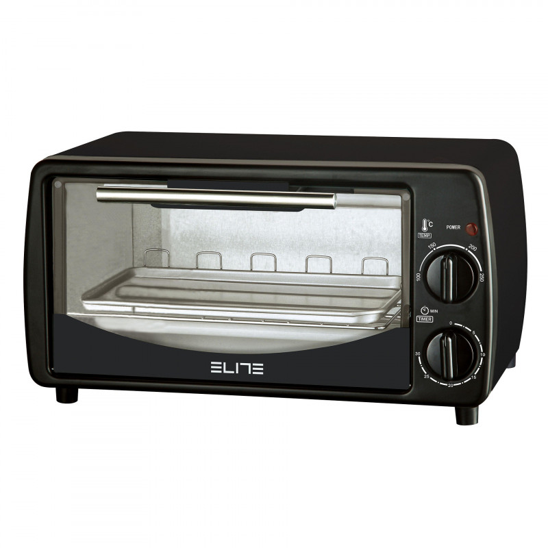 Elite EMO-2509 μίνι φούρνος, 650W, 7 λίτρα, 2 θερμαντήρες χαλαζία, 100 έως 250C, χρονοδιακόπτης 30 λεπτών, Μαύρο