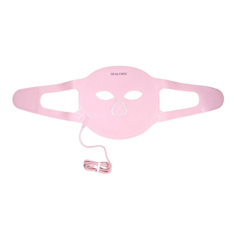 Beautifly Aura Glam Φωτοθεραπευτική μάσκα προσώπου, 220 φώτα LED, αναγέννηση κολλαγόνου και αντιγηραντική δράση, 3 εντάσεις, ψύξη, USB-C, ροζ