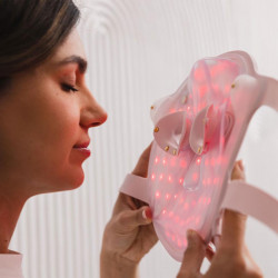Beautifly Aura Glam Φωτοθεραπευτική μάσκα προσώπου, 220 φώτα LED, αναγέννηση κολλαγόνου και αντιγηραντική δράση, 3 εντάσεις, ψύξη, USB-C, ροζ