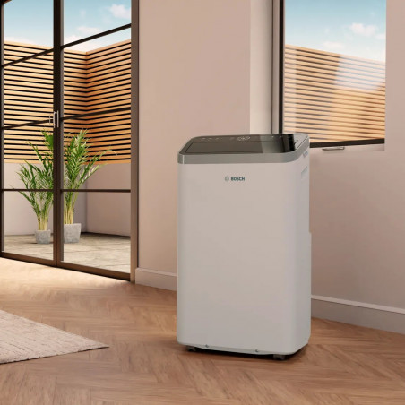 Κινητό κλιματιστικό Bosch Cool 4000, 9000 BTU, 35 m2, A, Αυτόματη εναλλαγή, Χρονοδιακόπτης, Οθόνη LCD, Φορητή λειτουργία, Bial/μαύρο