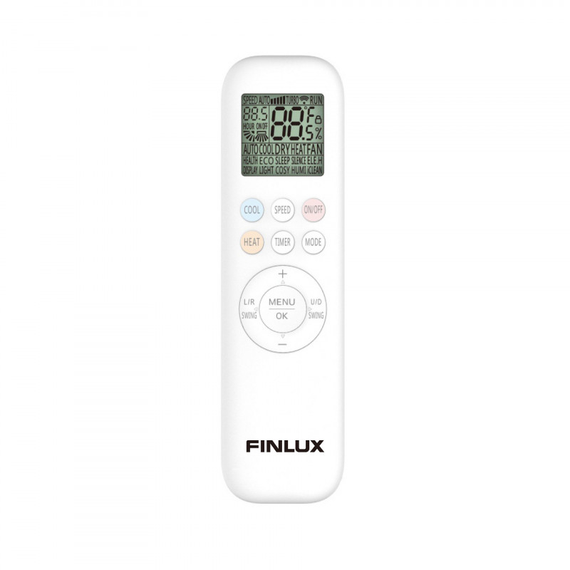 Κλιματιστικό Inverter Finlux 12FERRO87BRIS, 12000 BTU, A+++, 30 m2, Wi-Fi, Comfort breeze, 4D blowing, Εξωτερική θέρμανση, Inox