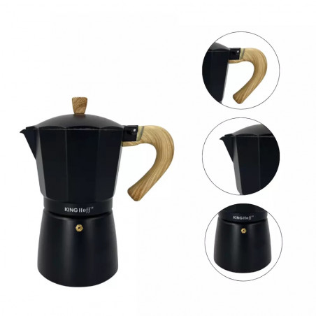 Καφετιέρα Kubinska Kinghoff KH 1887, 9 μπολ, 450 ml, Αλουμίνιο, Επαγωγή, Μαύρο.