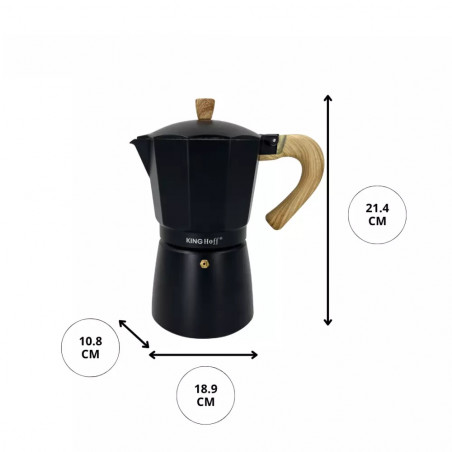 Καφετιέρα Kubinska Kinghoff KH 1887, 9 μπολ, 450 ml, Αλουμίνιο, Επαγωγή, Μαύρο.