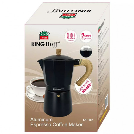 Καφετιέρα Kubinska Kinghoff KH 1887, 9 μπολ, 450 ml, Αλουμίνιο, Επαγωγή, Μαύρο.
