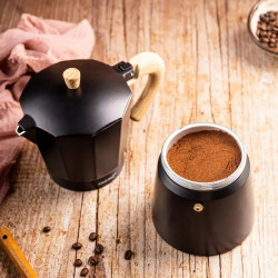 Κουβανέζικη καφετιέρα Kinghoff KH 1888, 12 φλιτζάνια, 600 ml, αλουμίνιο, επαγωγική, μαύρο
