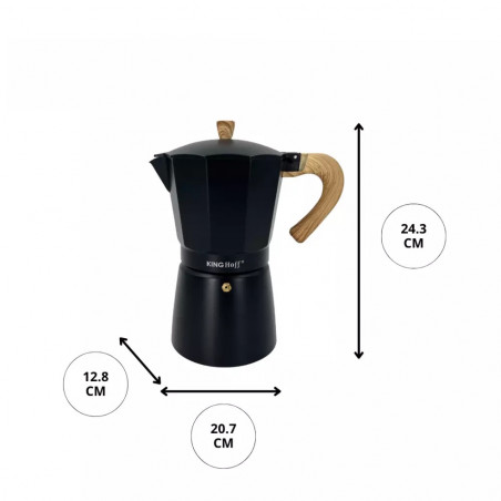 Κουβανέζικη καφετιέρα Kinghoff KH 1888, 12 φλιτζάνια, 600 ml, αλουμίνιο, επαγωγική, μαύρο