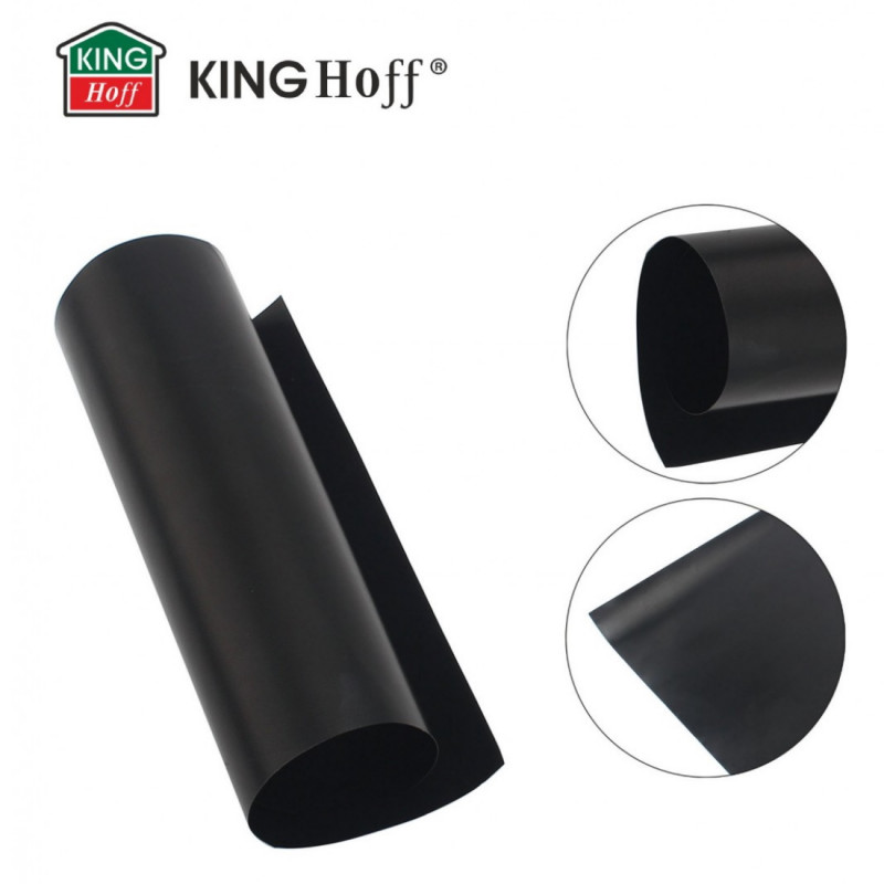 Σετ από 3 στρώματα ψησίματος Kinghoff KH 1920, Για μπάρμπεκιου/γκριλ, αντικολλητική επίστρωση PTFE, 40x33 cm, Ανθεκτικό έως 200C, Μαύρο