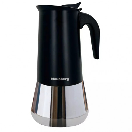 Κουβανέζικη καφετιέρα Klausberg KB 7847, 12 φλιτζάνια, 600 ml, Ανοξείδωτο, Επαγωγική, Μαύρο/Inox