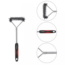 Βούρτσα καθαρισμού μπάρμπεκιου Klausberg KB 7898, 41,5 cm, τρύπα για κρέμασμα, Ανοξείδωτο, Μαύρο/κόκκινο