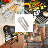 Σετ από 3 σκεύη BBQ Kinghoff KH 1918, Σπάτουλα, Σπάτουλα, Πιρούνι, Ξύλινες λαβές, Βρόχοι για κρέμασμα, Inox/καφέ