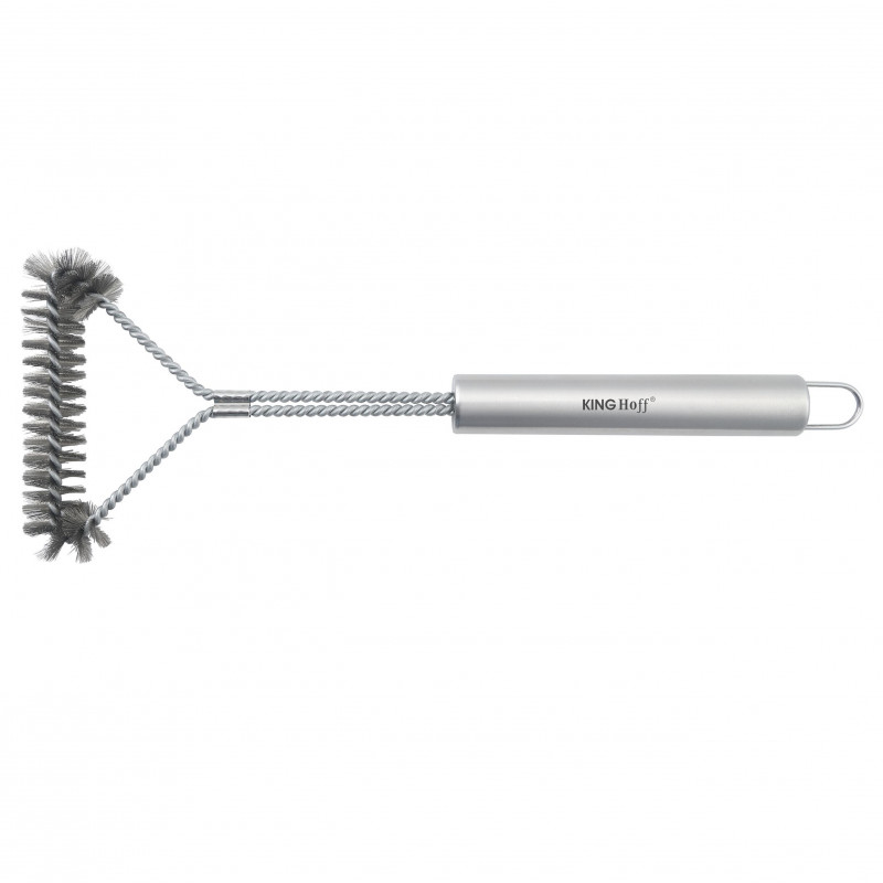 Βούρτσα καθαρισμού BBQ Kinghoff KH 1915, 41,5 cm, Εργονομική λαβή, Ατσάλινες τρίχες, Inox