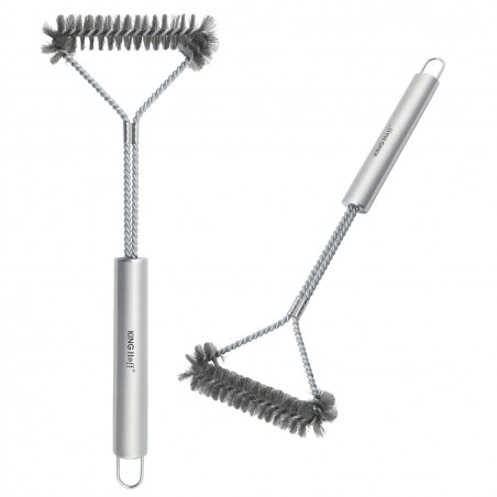 Βούρτσα καθαρισμού BBQ Kinghoff KH 1915, 41,5 cm, Εργονομική λαβή, Ατσάλινες τρίχες, Inox