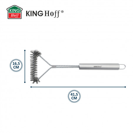 Βούρτσα καθαρισμού BBQ Kinghoff KH 1915, 41,5 cm, Εργονομική λαβή, Ατσάλινες τρίχες, Inox