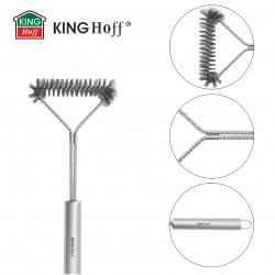 Βούρτσα καθαρισμού BBQ Kinghoff KH 1915, 41,5 cm, Εργονομική λαβή, Ατσάλινες τρίχες, Inox