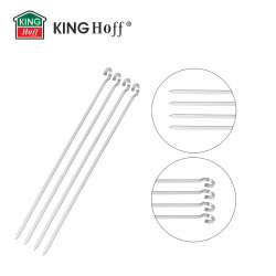 Σετ από 4 χαλύβδινα σουβλάκια Kinghoff KH 1914, 36 cm, Αιχμηρή άκρη, Λαβή με καμπύλη, Inox
