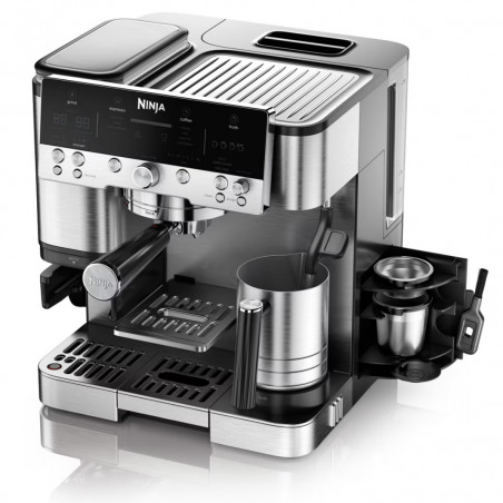 Ninja Luxe Café Premier ES601 3σε1, 1650W, 15 bar, 2 λίτρα, Barista Assist, texturirane χωρίς επαφή, 4 λειτουργίες, 3 ρυθμίσεις θερμοκρασίας, Inox/μαύρο.