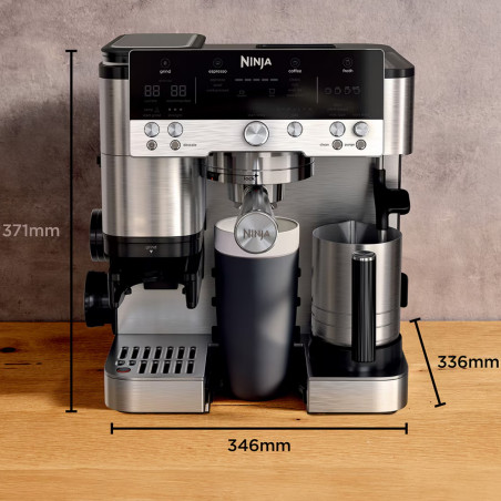 Ninja Luxe Café Premier ES601 3σε1, 1650W, 15 bar, 2 λίτρα, Barista Assist, texturirane χωρίς επαφή, 4 λειτουργίες, 3 ρυθμίσεις θερμοκρασίας, Inox/μαύρο.