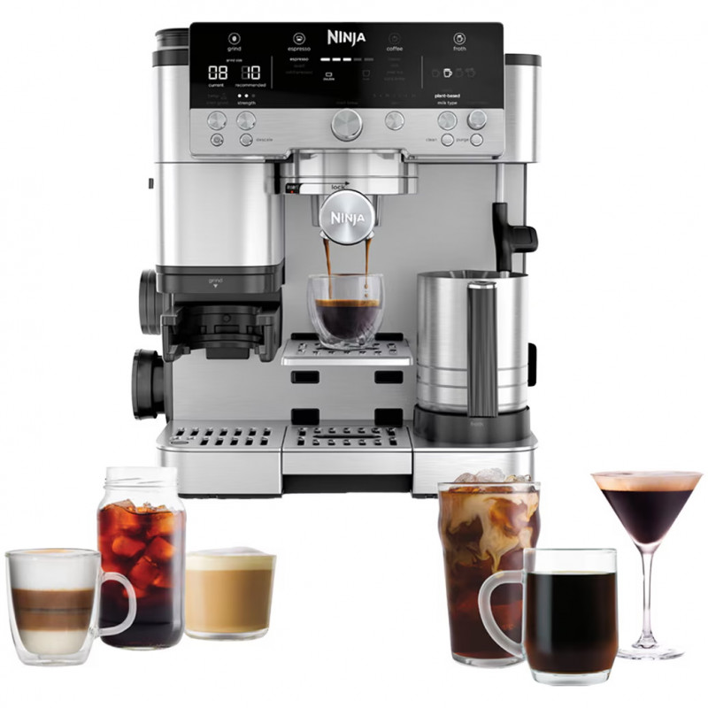 Ninja Luxe Café Premier ES601 3σε1, 1650W, 15 bar, 2 λίτρα, Barista Assist, texturirane χωρίς επαφή, 4 λειτουργίες, 3 ρυθμίσεις θερμοκρασίας, Inox/μαύρο.