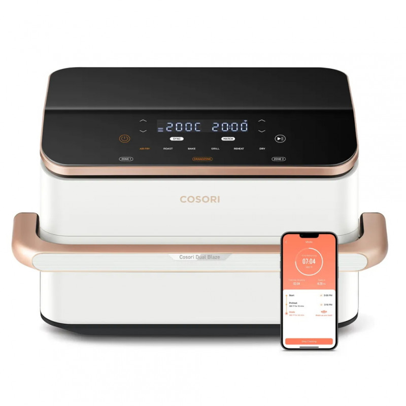 Cosori Dual Blaze TwinFry CAF-TF101S, 10 l, 6 προγράμματα, 35-240 C, χρονοδιακόπτης, ThermoIQ, συγχρονισμένο μαγείρεμα και τέλος, Λευκό