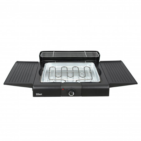 Ηλεκτρική σχάρα σε βάση Zilan ZLN 3789, 2400W, 43x28 cm, προστασία από τον άνεμο, ρύθμιση σχάρας σχάρας, Μαύρο