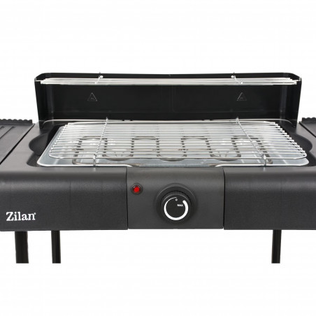 Ηλεκτρική σχάρα σε βάση Zilan ZLN 3789, 2400W, 43x28 cm, προστασία από τον άνεμο, ρύθμιση σχάρας σχάρας, Μαύρο